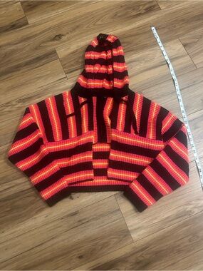 SHEIN Black Knit Top with Red, Orange & Pink Accents